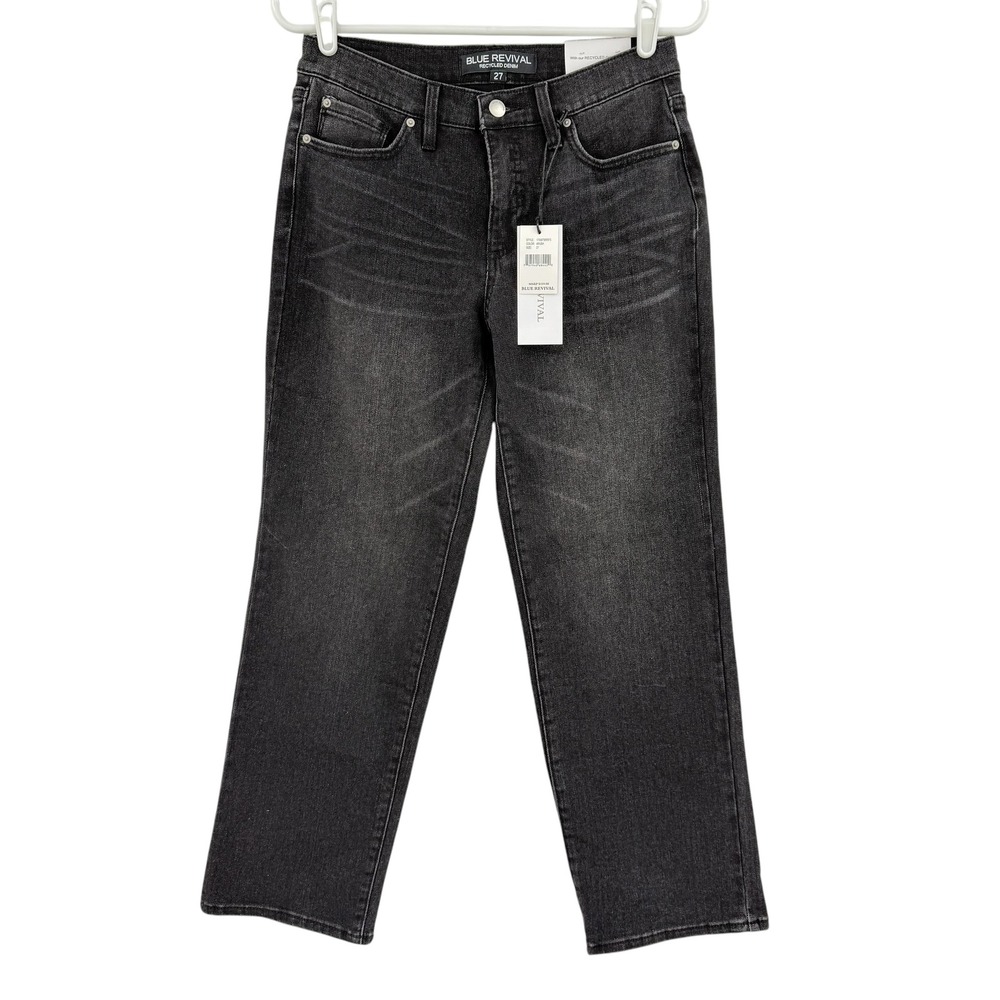 Blue Revival Women's Aruba Black Denim Straight HR Stretch Jeans Sz 27 NWT $139